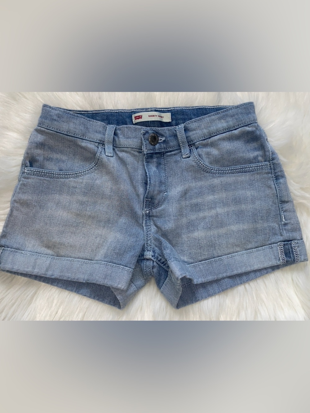 Levi's Light Blue Denim Roll-Cuff Jean Shorts